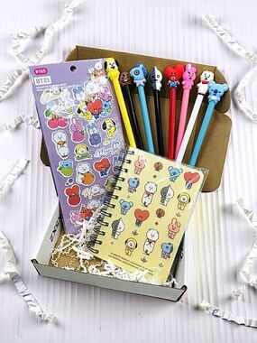 BT21 Stationery – Undated Monthly Planner, Sticker Sheet & 8 Character Pen Set